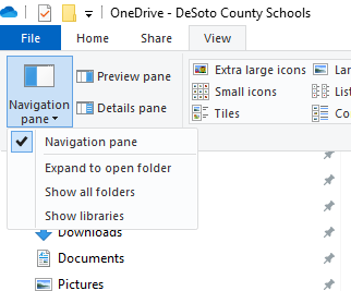 file explorer navigation pane