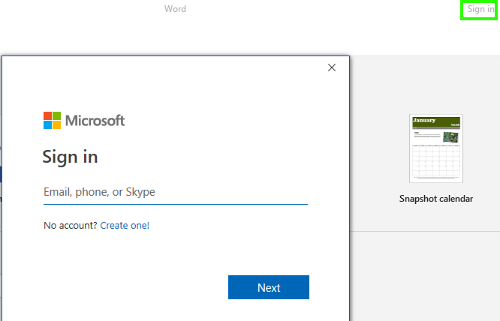 sign in to Office App