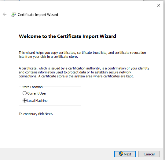 install certificate windows 2