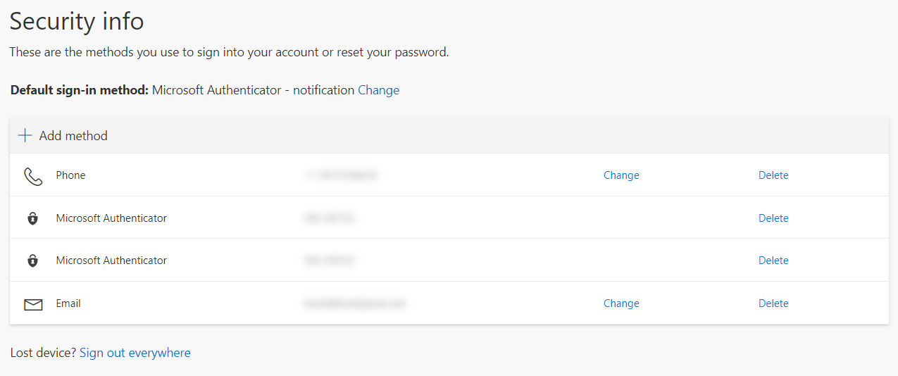 security settings options